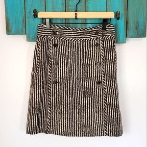 Tory Burch "Carlin" striped logo button detail tweed skirt